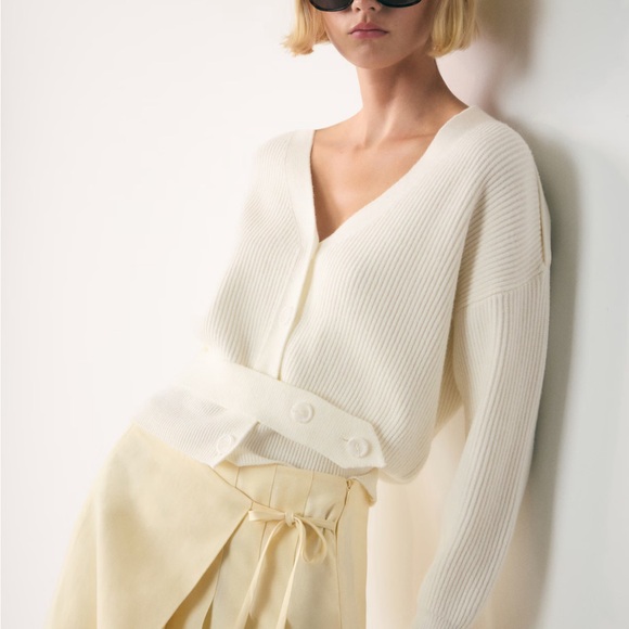 Elegant White Women's White Button Cardigan Sweater - Picture 1 of 11